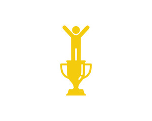 First Winner Trophy Icon Logo Design Element