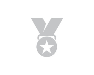 Silver Medal Trophy Icon Logo Design Element