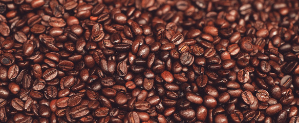 Obraz premium Roasted coffee beans, can be used as a background.