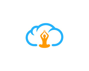 Yoga Cloud Icon Logo Design Element