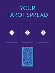 Template for your three tarot card spread. Reverse side. Place for three cards. Vector illustration