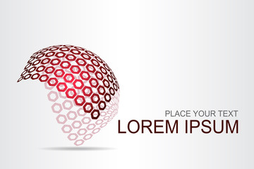 Logo stylized spherical surface with abstract shapes