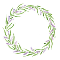 Naklejka premium lavender Grass wreath watercolor