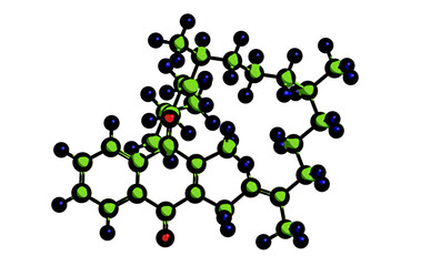 Molecular structure of Phylloquinone (vitamin K1), 3D rendering