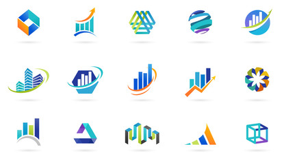 Marketing, finance, sales, media and business abstract logos and icons