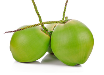 Green coconut fruit isolated on white background