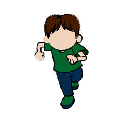 cute boy character comic young happy icon vector illustration