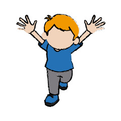 cute boy character comic young happy icon vector illustration