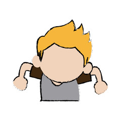 cute boy character comic young happy icon vector illustration