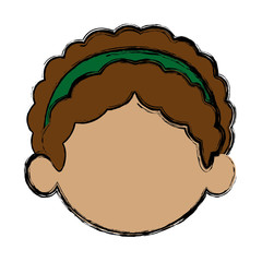 cute cartoon girl faceless kid female vector illustration