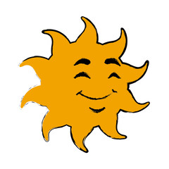 smile sun cartoon mascot character vector illustration