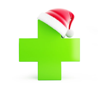 Christmas pharmacy, santa hat on a white background 3D illustration