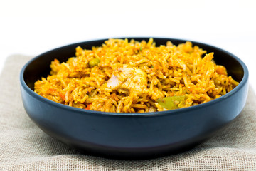 Homemade Chinese fried rice with vegetables and fried eggs