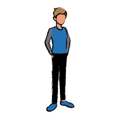 young guy standing avatar people default character vector illustration