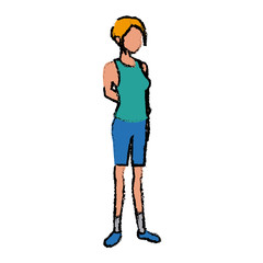 female character standing with casual clothes vector illustration