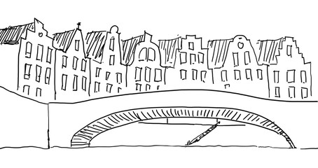 Amsterdam Gracht mit Brücke