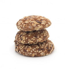 Dietary oatmeal cookies on a white background