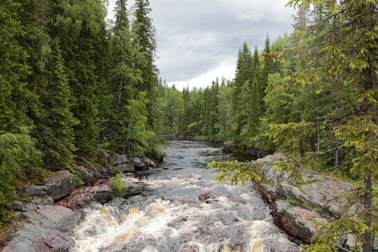 Wasserfall Vattenfall Helvetesfallet in Orsa 