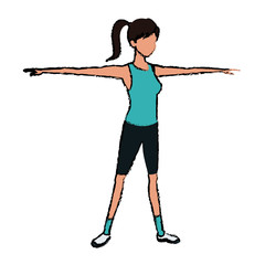 sport girl open arms athletic fitness image vector illustration