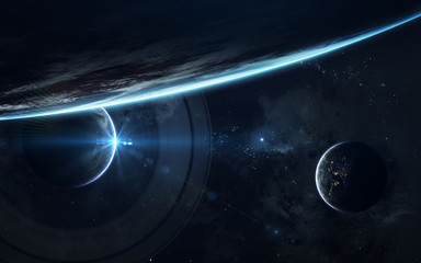 Science fiction space wallpaper, incredibly beautiful planets, galaxies, dark and cold beauty of...