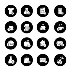 Commercial items glyph icons set