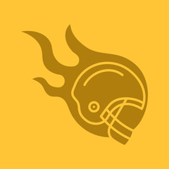 Burning rugby player's helmet glyph color icon