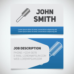 Business card print template with hairbrush logo