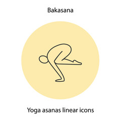 Bakasana yoga position linear icon
