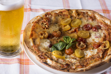 italian Pizza Margherita served in a restaurant,  Italy
