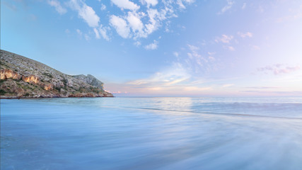 Fototapeta na wymiar waves before sunset / colorful evening picture of the Crimea Sudak