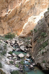 Landscape of the gorges of the Caminito del Rey, in the province of Malaga, Spain