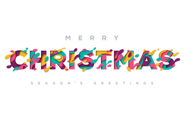 Merry Christmas typography on white background