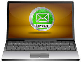 Laptop Computer with Newsletter Button - 3D illustration