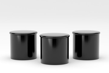 Empty black winners podium on white background. 3D rendering.
