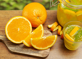 Obraz na płótnie Canvas Oranges and orangeade