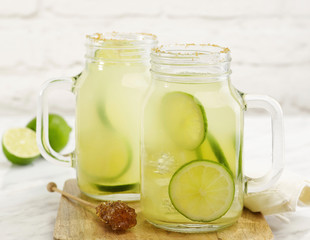 Fresh lime drink with brown sugar