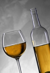Wine glass and bottle