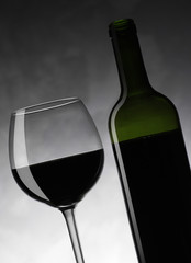 Wine glass and bottle