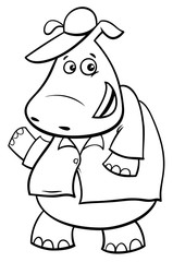 hippo cartoon coloring book