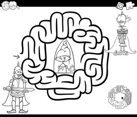 fantasy maze coloring page