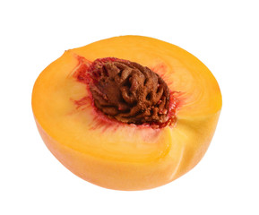 Peach slice isolated without shadow