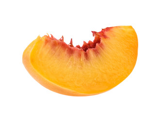 Peach slice isolated without shadow