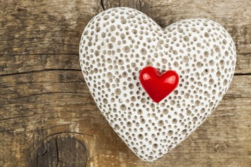 Heart on a wooden board. Romantic background. Wishes for St. Valentine's Day. Place for text.