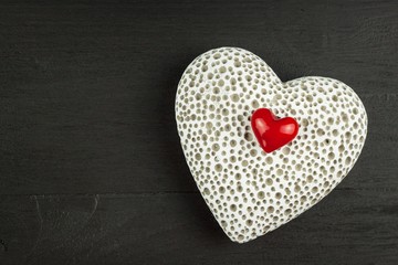 Heart on a wooden board. Romantic background. Wishes for St. Valentine's Day. Place for text.