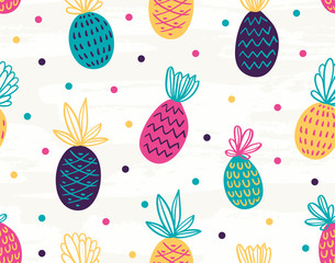 Vector seamless pattern with palm trees. Bright hand drawn fabric design.