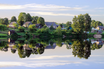 закат в деревне