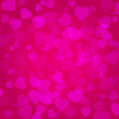 Background with pink hearts on pink background