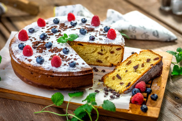 Homemade cake with raisin