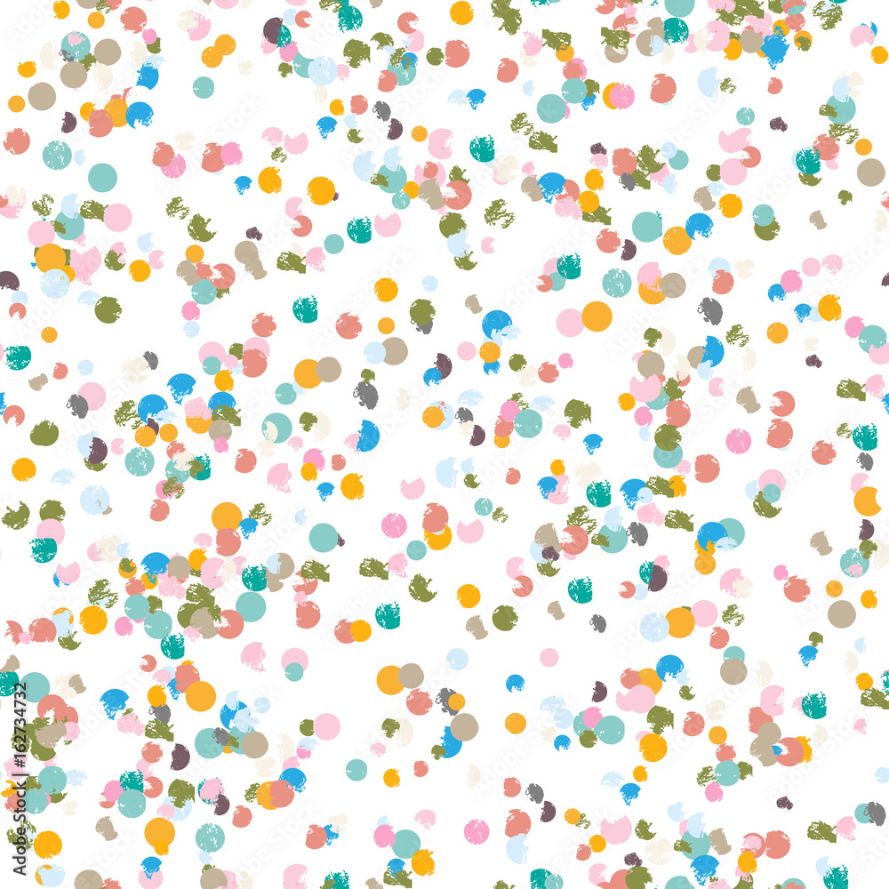 Poster modern abstract confetti vector seamless pattern. colorful grunge texture circles in pastel colors o
