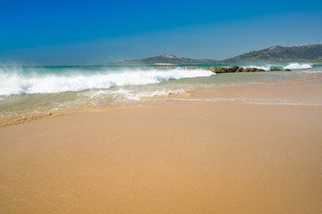 Fototapeta na wymiar Windswept Tarifa Beach, Spain